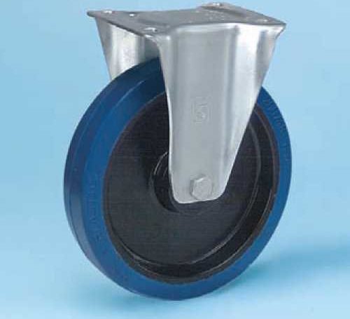 Fixed castors with solid rubber tyres